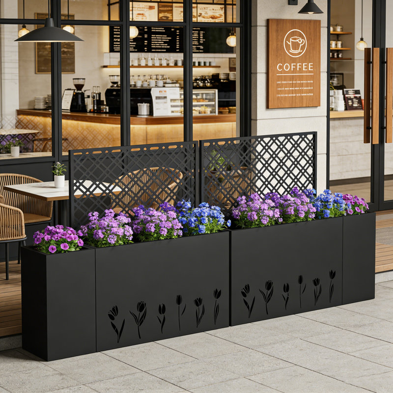 Boîte à fleurs en métal 2 pièces avec treillis