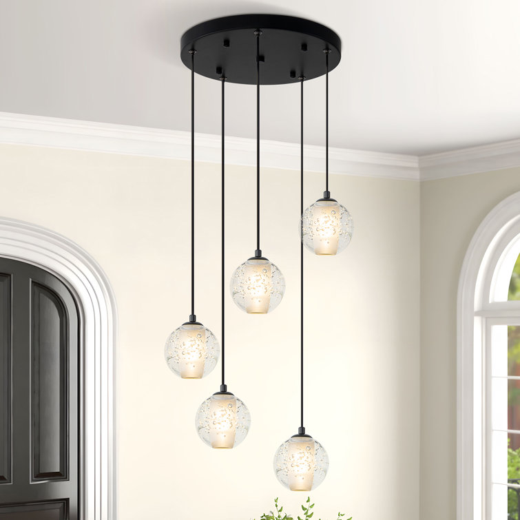 5 - Light  Dimmable Cluster Pendant Crystal Globe Chandelier