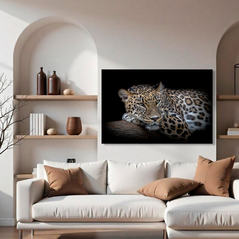 «Leopard Resting», art mural sur toile tendue par Nauzet Baez, Toile tendue, H 16 po x l 24 po