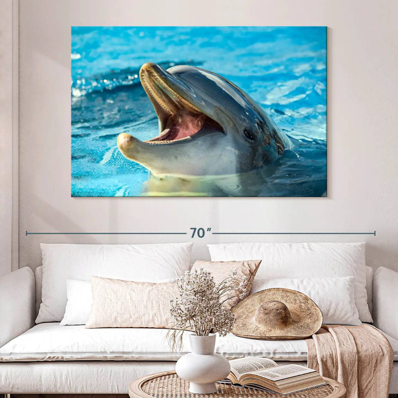 Smiling Playful Dolphin, 34" H x 51" W