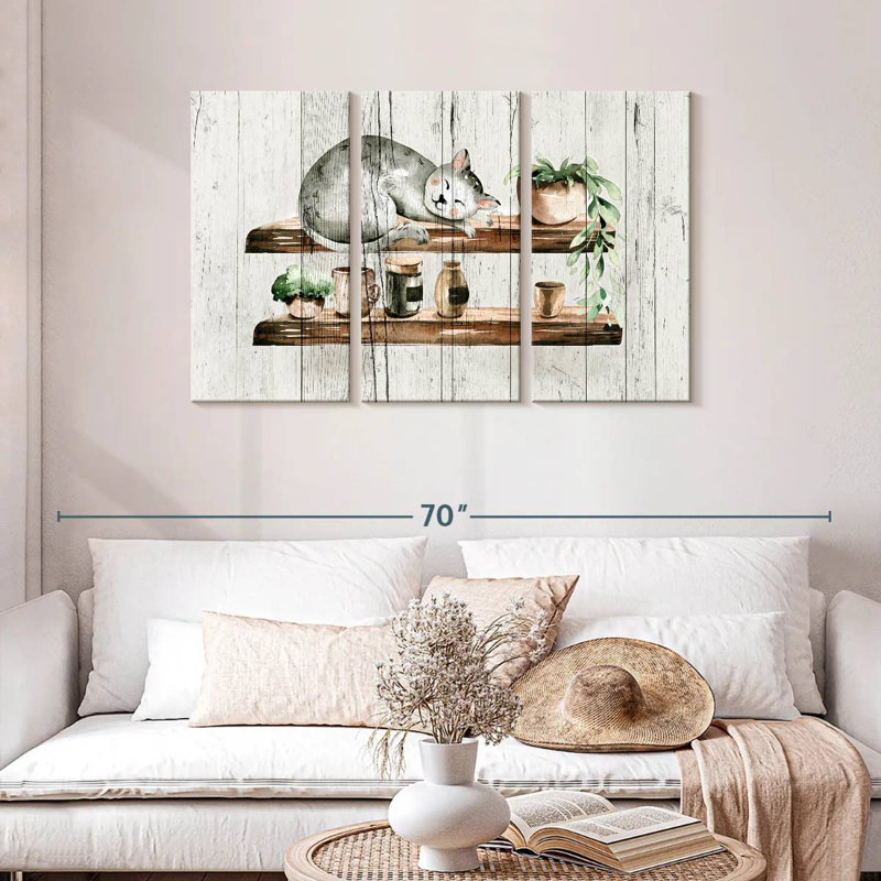 Brampt Sleepy Cat On Wood, 28" H x 45" W