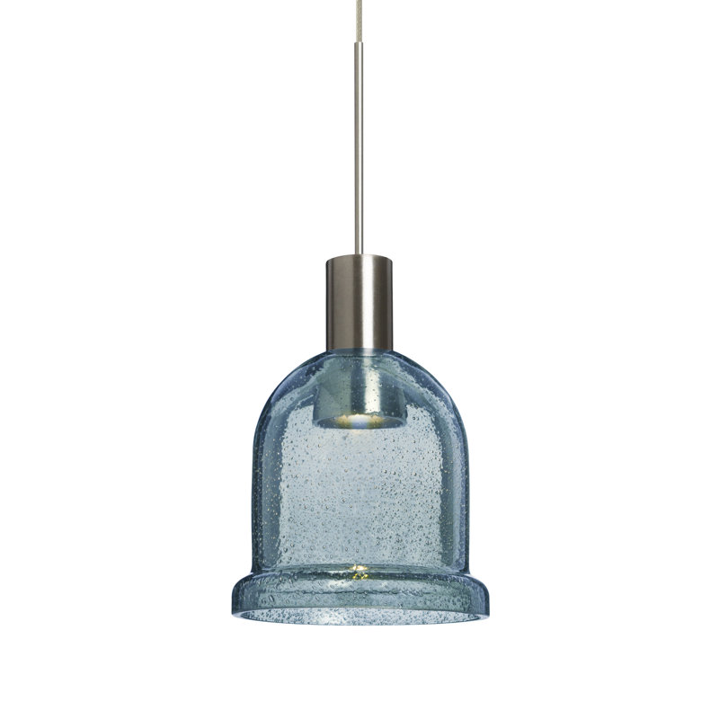 Hannah 1 - Light LED Single Pendant, Satin Nickel, Blue