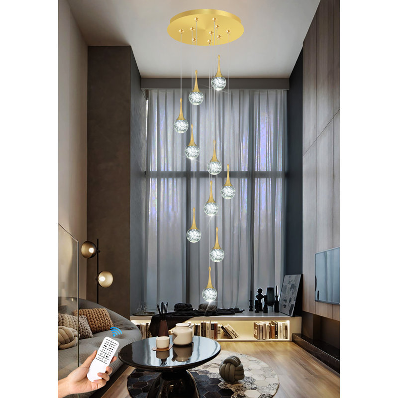 Cornellia 10 - Light Dimmable LED Gold Chandelier Crystal Teardrop Chandelier