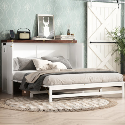 Blanc - Grand lit en pin massif noyer avec rangement et charge, pour tiroir de bureau à domicile de petite taille, chambre d'amis