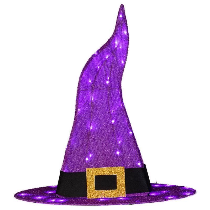 Gemmy Purple 76 cm 2.49 ft . LED Prelit Witch Hat Yard Decor
