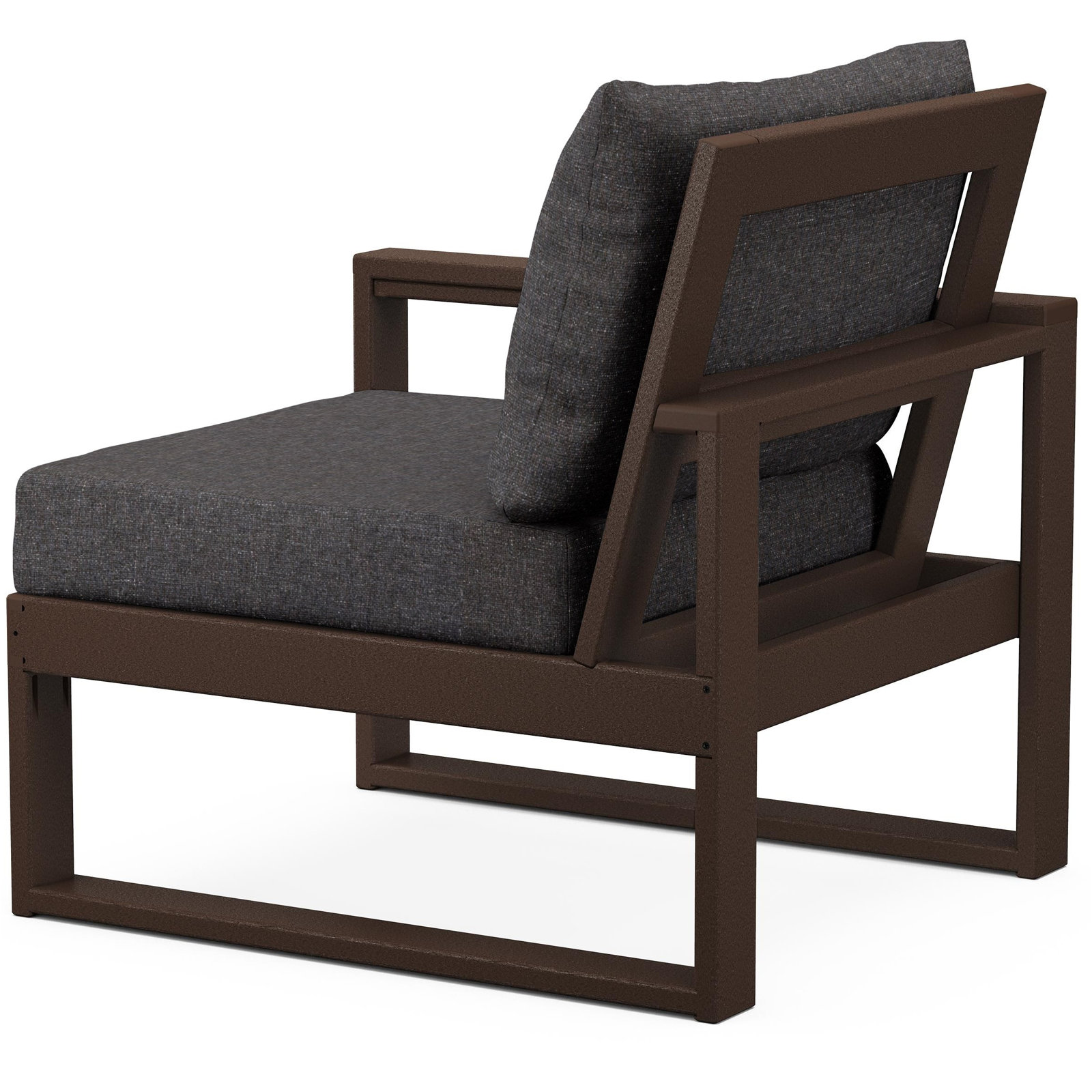 POLYWOOD Outdoor Lounge Chair, Mahogany, Ash Charcoal