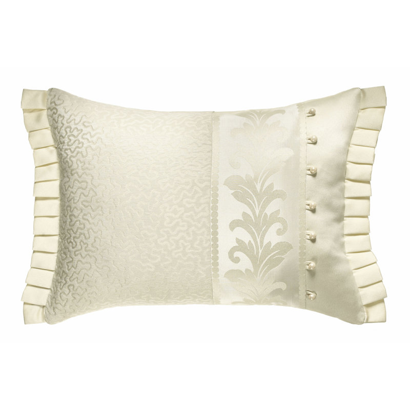 Ivory Rectangular Satin Tufted Throw Pillow