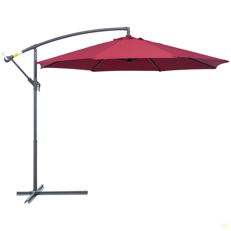 Parasol de patio décalé avec base de parasol en porte-à-faux