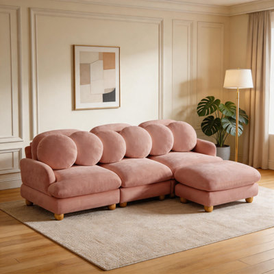 Chenille 3-Seat Modular Sectional with Ottoman
