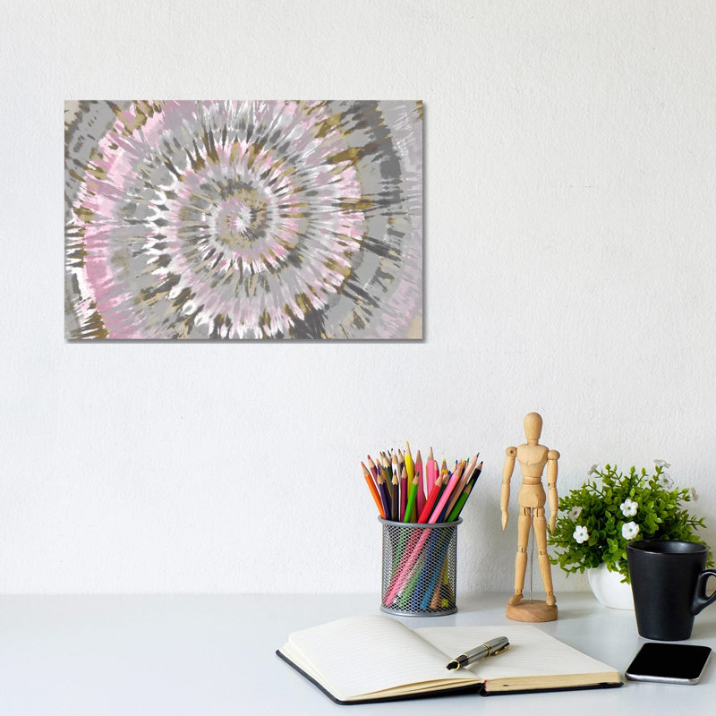Tie Dye Blush Pink 1 Piece Wrapped Canvas Wall Art, 20.32 cm H x 30.48 cm W