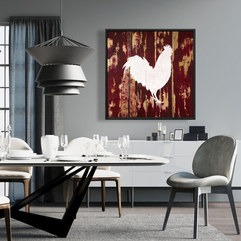 Silhouette de coq - décor de toile encadrée d'animaux rustiques