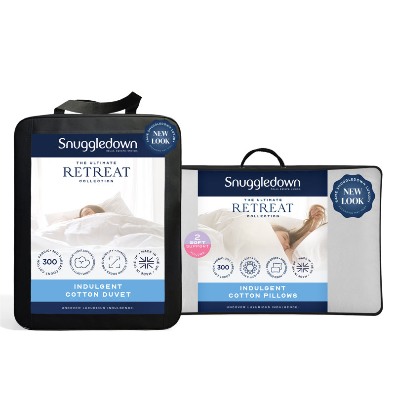 Retreat Snuggledown Indulgent Cotton 10.5 Tog All Year Round Duvet with 2 Pillows, Super King