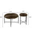 2 tables basses et tables de bout avec un design Radial, pieds en métal noir, cylindrique vieilli, noyer foncé pour motif décoratif et couvercle, noyer, décoration intérieure-932384120