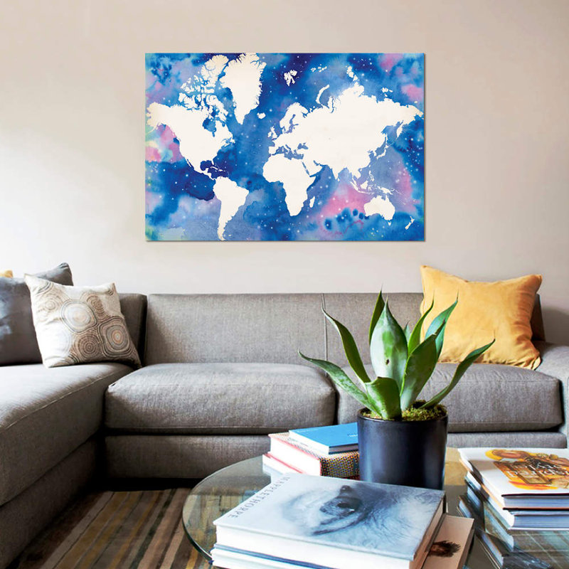 « starry world », reproduction sur toile, H 12 po x l 18 po x P 1,5 po, Toile tendue, Pas de tapis