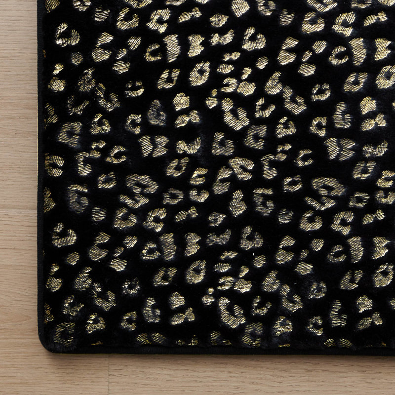 Juicy Couture Metallic Leopard Plush Rugs, 4' x 6', Black