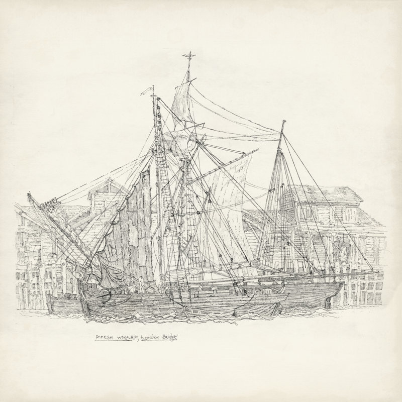 Antique Ship Sketch X by Richard Foust - Wrapped Canvas Print, 51cm H x 51cm W