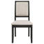 Élégantes chaises d'appoint rembourrées (ensemble de 2) avec coussins en chenille crème et finition noire patinée pour le confort et le style