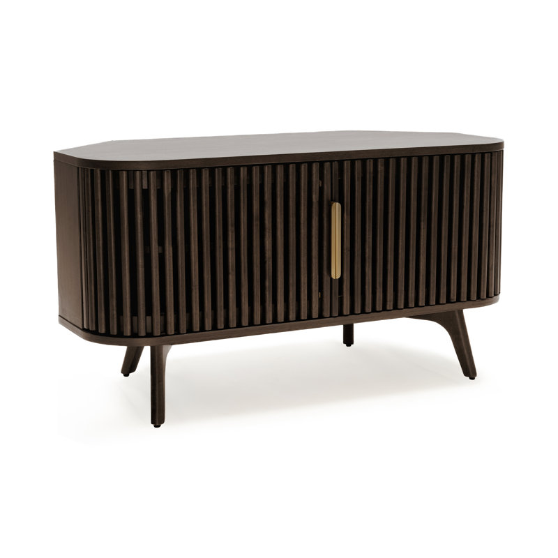 Klever Wooden Corner TV Stand with Slatted Doors