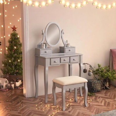 Ensemble de coiffeuse et tabouret de maquillage en bois, ensemble de coiffeuse et tabouret de maquillage en bois Ashley