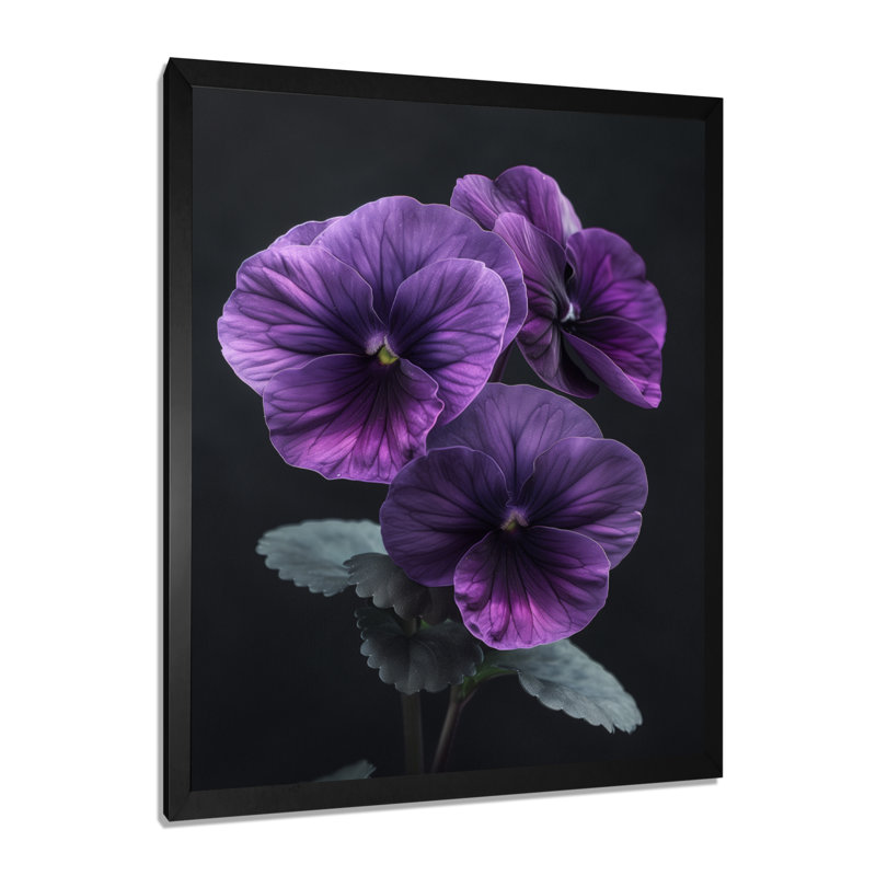 «Roush - Pansies», reproduction d'art murale, H 12 po x l 20 po, Cadre noir