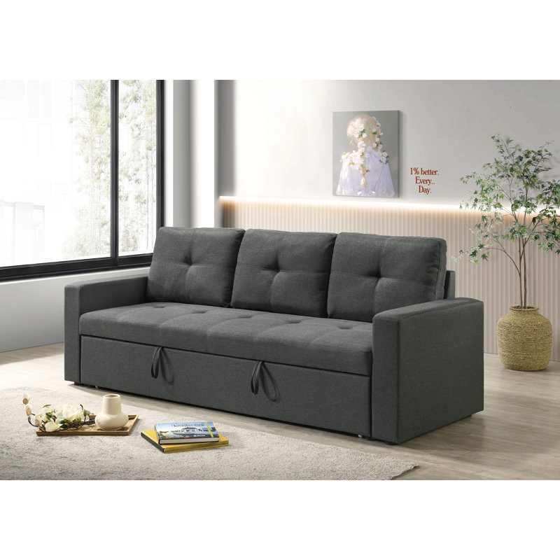 Canapé-lit en tissu gris foncé Burleigh l 83,5 po avec coussins capitonnés