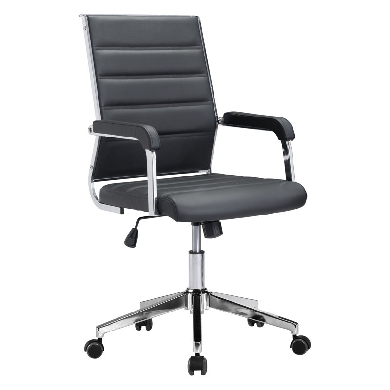  Fauteuil de conférence en similicuir, Noir