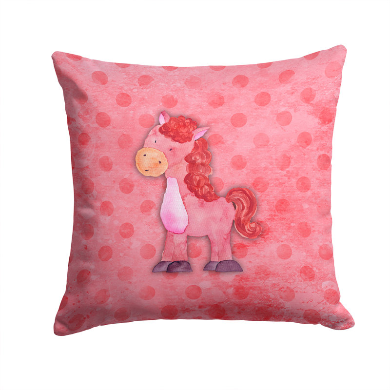 Coussin décoratif intérieur/extérieur aquarelle de cheval polkadot, 14 po x 14 po