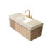 Comptoir en pierre frittée de 48 po à motif avec cuve en céramique encastrée et trois trous de robinet pré-percés standard, beige, profondeur 47,39 po, largeur 18,4 po, hauteur 8,47 lb, résistance tenace à