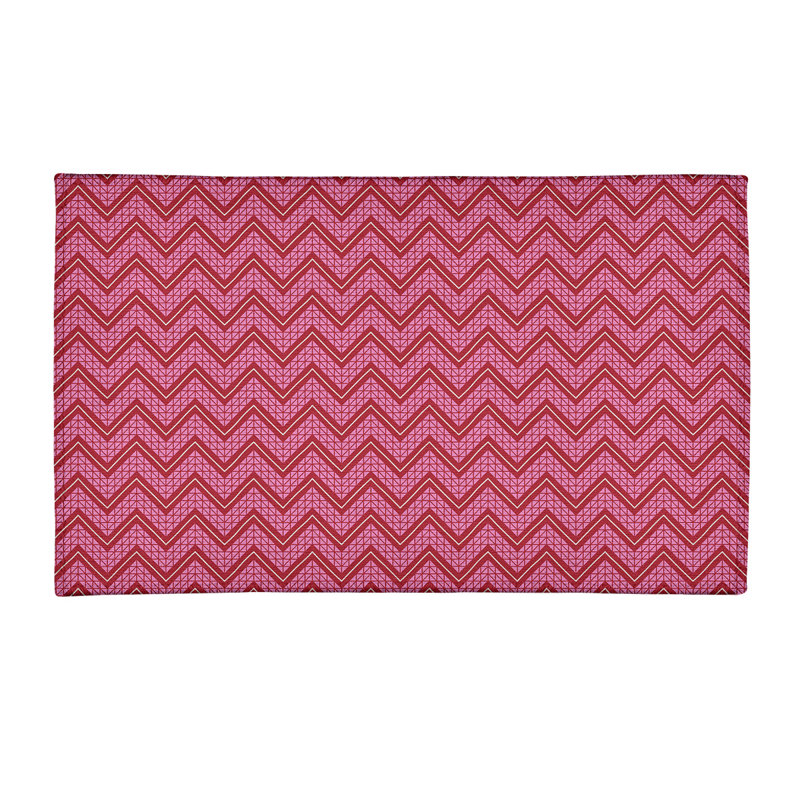 Tapis rose/rouge à chevrons fait main, Rectangle 2 pi x 3 pi