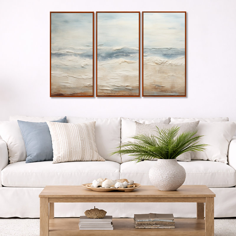 Rasch - ensemble d'art mural océan côtier, H 28 po x l 36 po x P 1 po, Brown Floater Framed