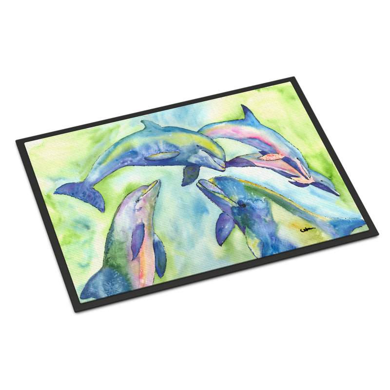 Paillasson d’intérieur anti-dérapant dauphin Zohaib, Rectangle 1 pi 6 po x 2 pi 3 po