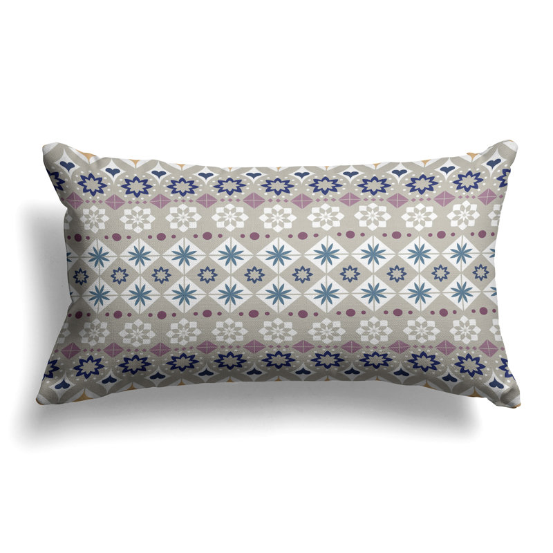 Shape Synergy  Rectangular Throw Pillow, Blue/Gray/Beige