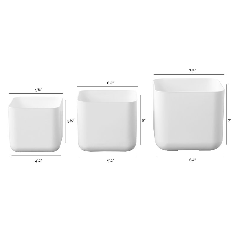 Ensemble de 3 pots à fleurs Eziah, Blanc