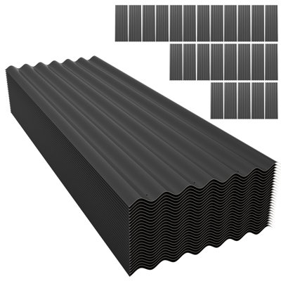25 Pcs Corrugated Metal Roof Panels, 60.6"D X 20.5"W Waterproof Pergola Roof Panels, Wall Panels Gazebo Top Cover