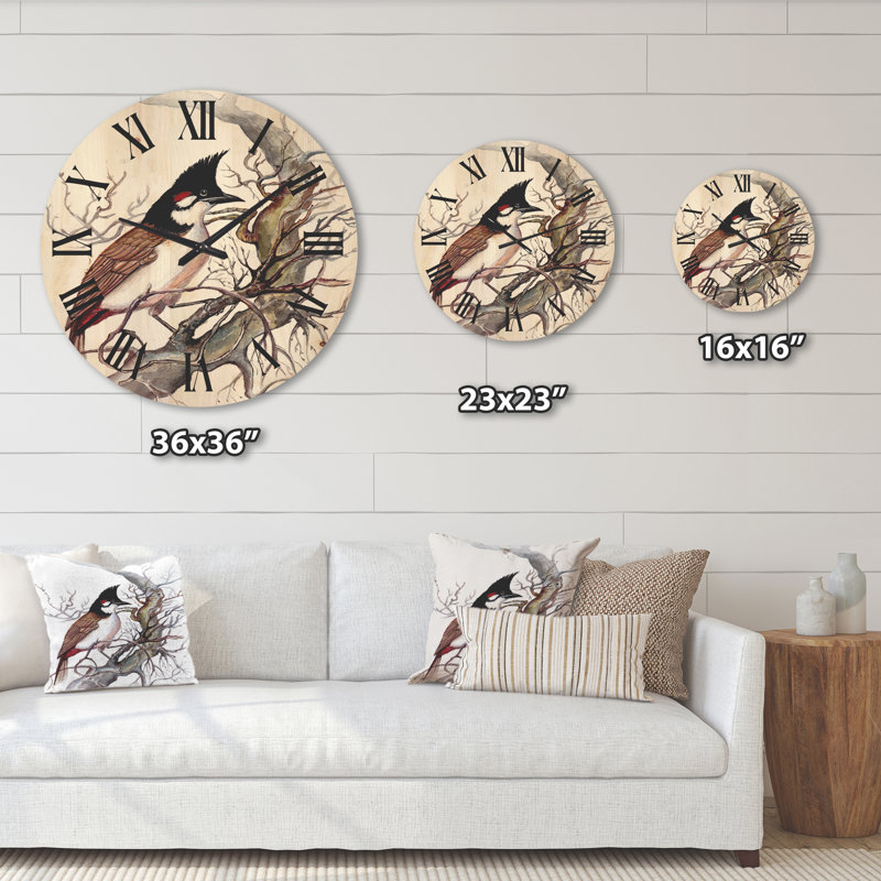 Horloge murale bel oiseau sur une branche, Petit