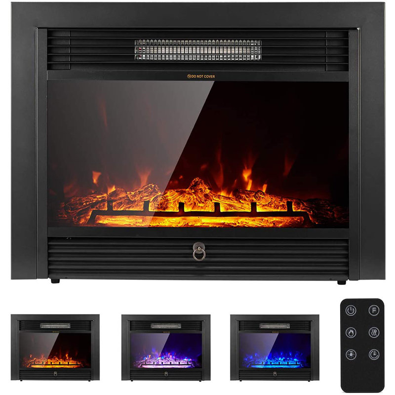 28.5" Black Wall Mounted Electric Fireplace with Adjustable Flames