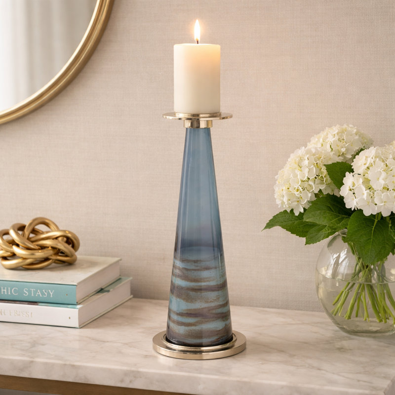 Decorative Elegant Acrylic and Glass Candle Holder - Decor Accent, 22" H x 7" W x 7" D