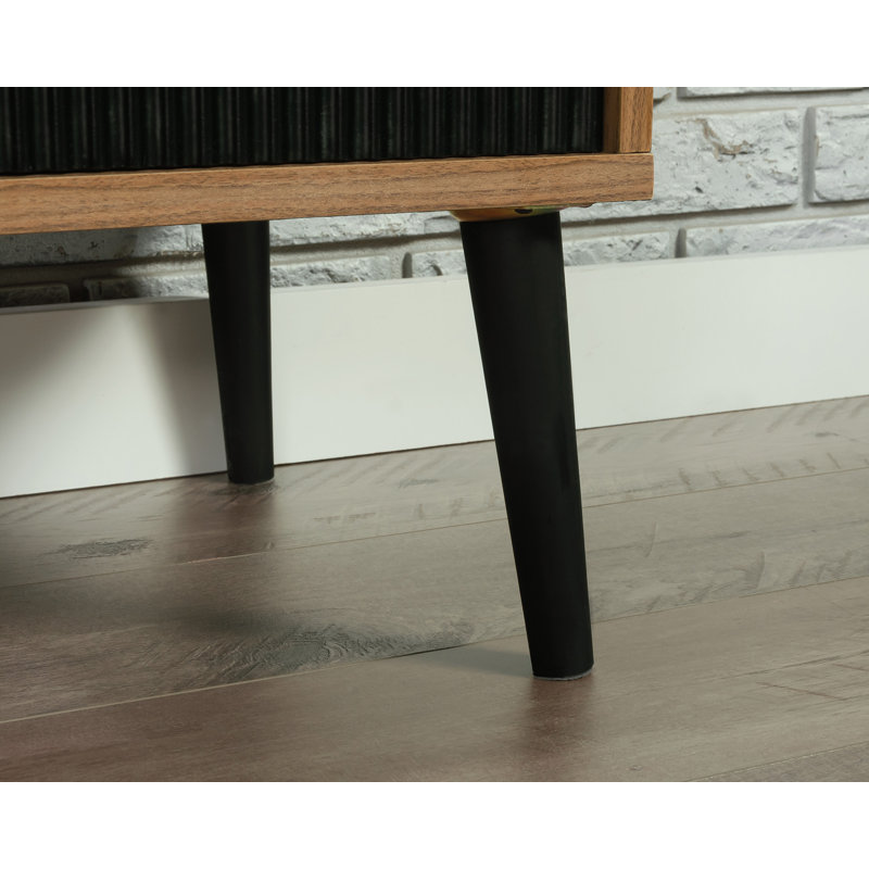 Serene Walnut and Black Adjustable Storage Cabinet with Doors