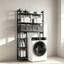 6-Tier Over-The-Toilet Storage Rack, Bamboo Large Bathroom Organizer with Side Shelves and 2 Drawers, Black