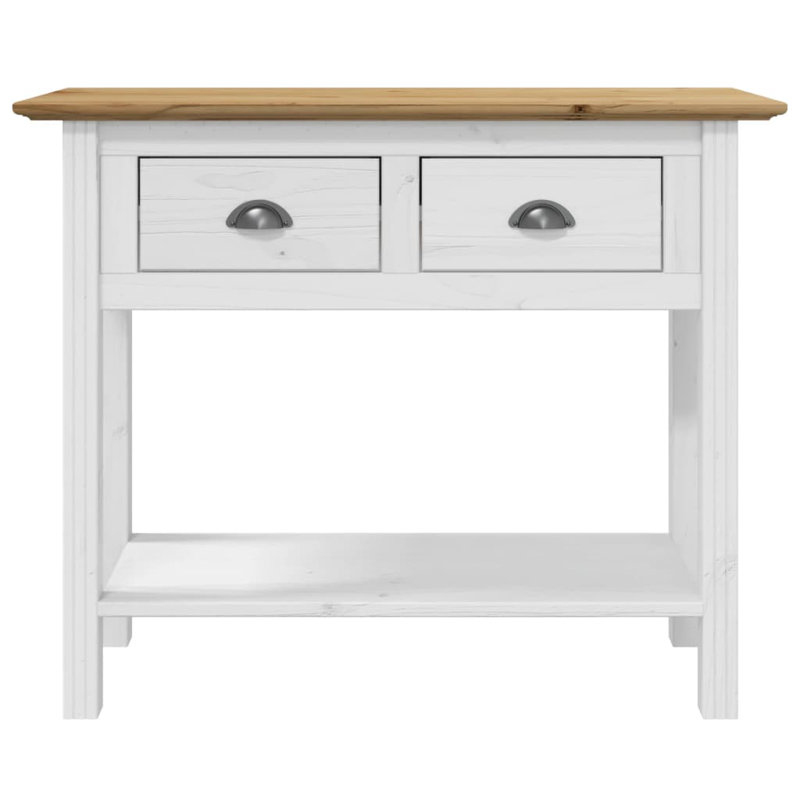 Posen 90cm Solid Wood Console Table, Brown, White