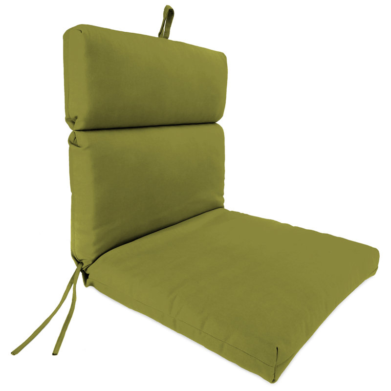 22" x 44" Outdoor Chair Cushion with Ties and Loop, Grass Green