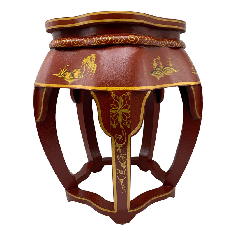  Tabouret oriental rouge 18 "peint à la main