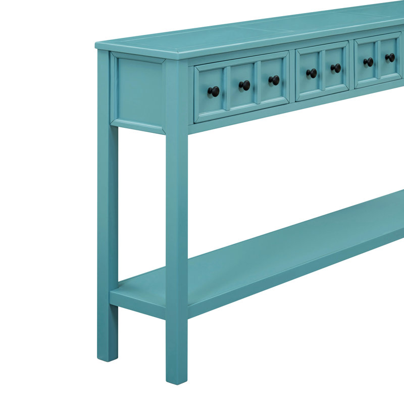 Rustic Entryway Console Table, Turquoise Green