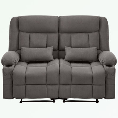 Recliner Loveseat with Cup Holders and Side Pocket