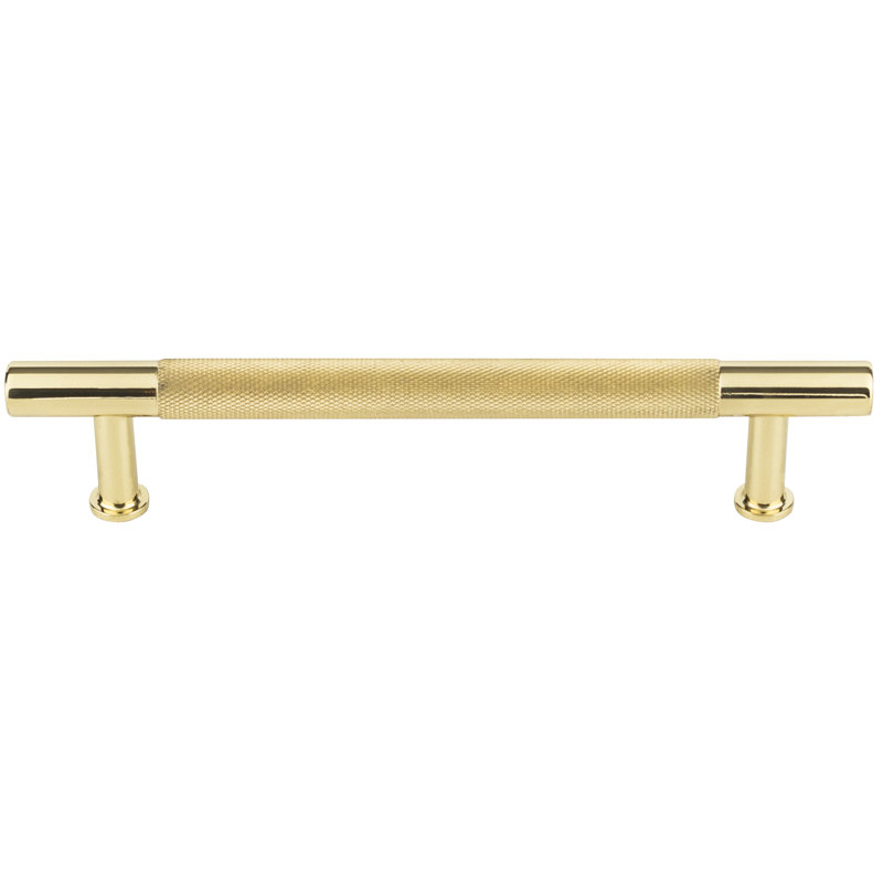 Beliza Knurled Bar Pull, Polished Brass, 6 5/16"