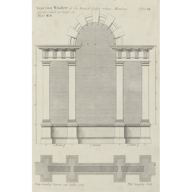 Venetian Windows Of The Doric Order by Langley - Wrapped Canvas Print, 46cm H x 30cm W x 3.8cm D