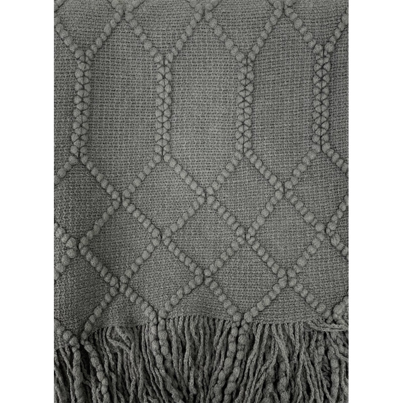 Irregular Rhombus Knitted Throw Blanket, Gray