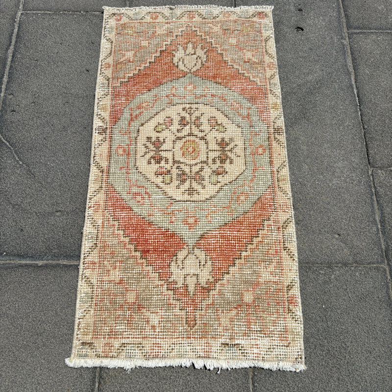 Tapis turc Oushak rétro orange décoratif