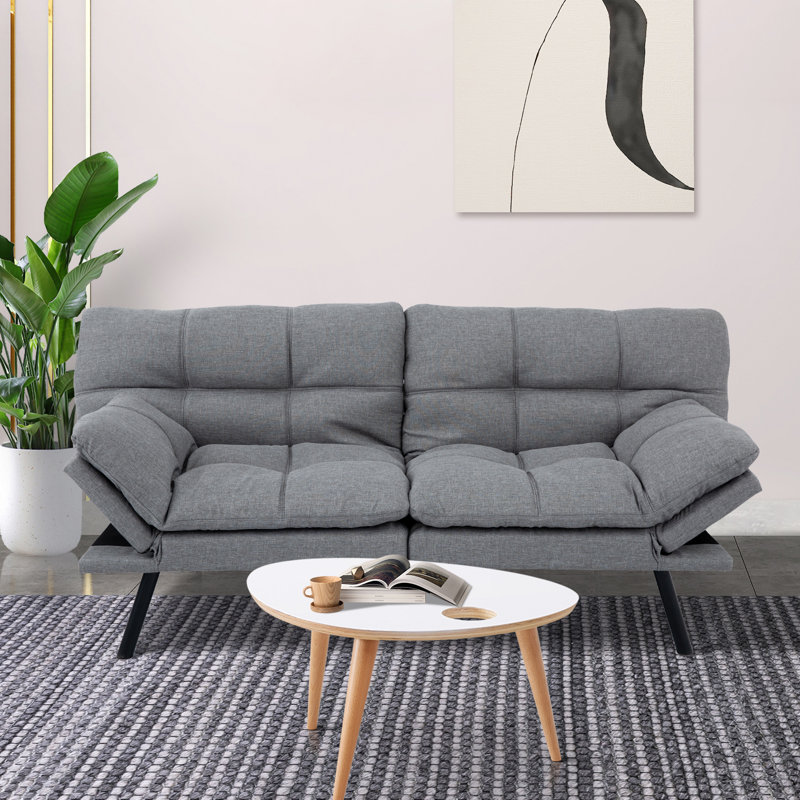 Canapé-lit convertible avec futon: canapé en mousse viscoélastique avec accoudoirs et dossier réglables pour le salon, le bureau et l’appartement - Assemblage facile