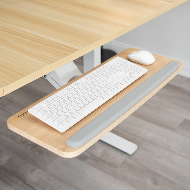 Plateau de clavier réglable sous le bureau, série KB03B, Bois clair